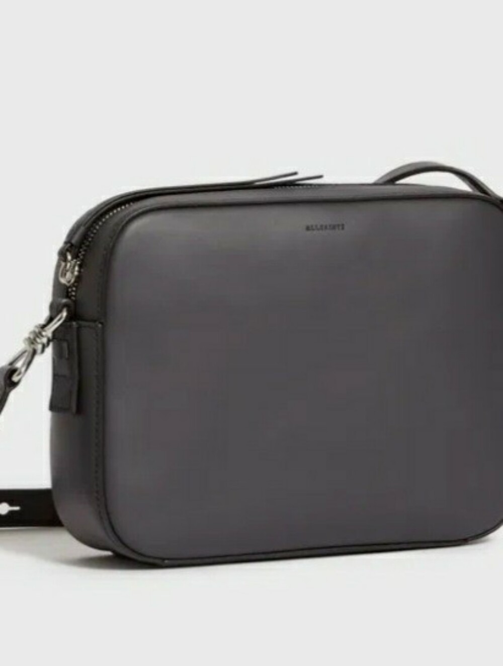 All Saints Captain Leather Square Gray Crossbody